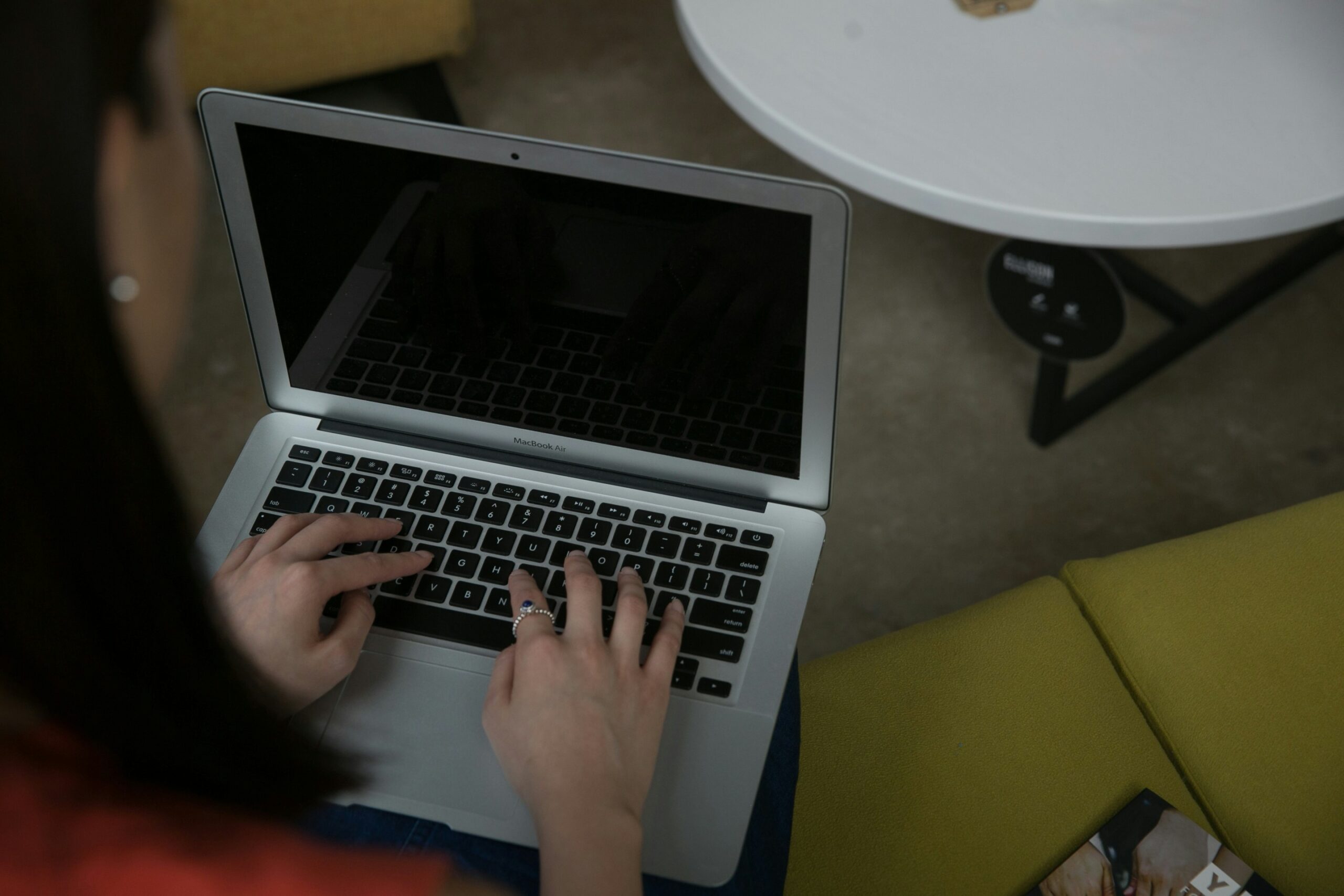 Person researching on a laptop